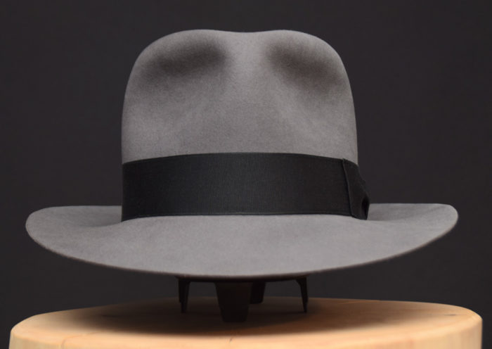 Temple Fedora hat Indiana Jones stone grey grau biber filz 1