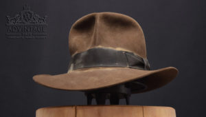 Read more about the article Legend (100% Rabbit felt) distressed SoC Fedora hat in Sable